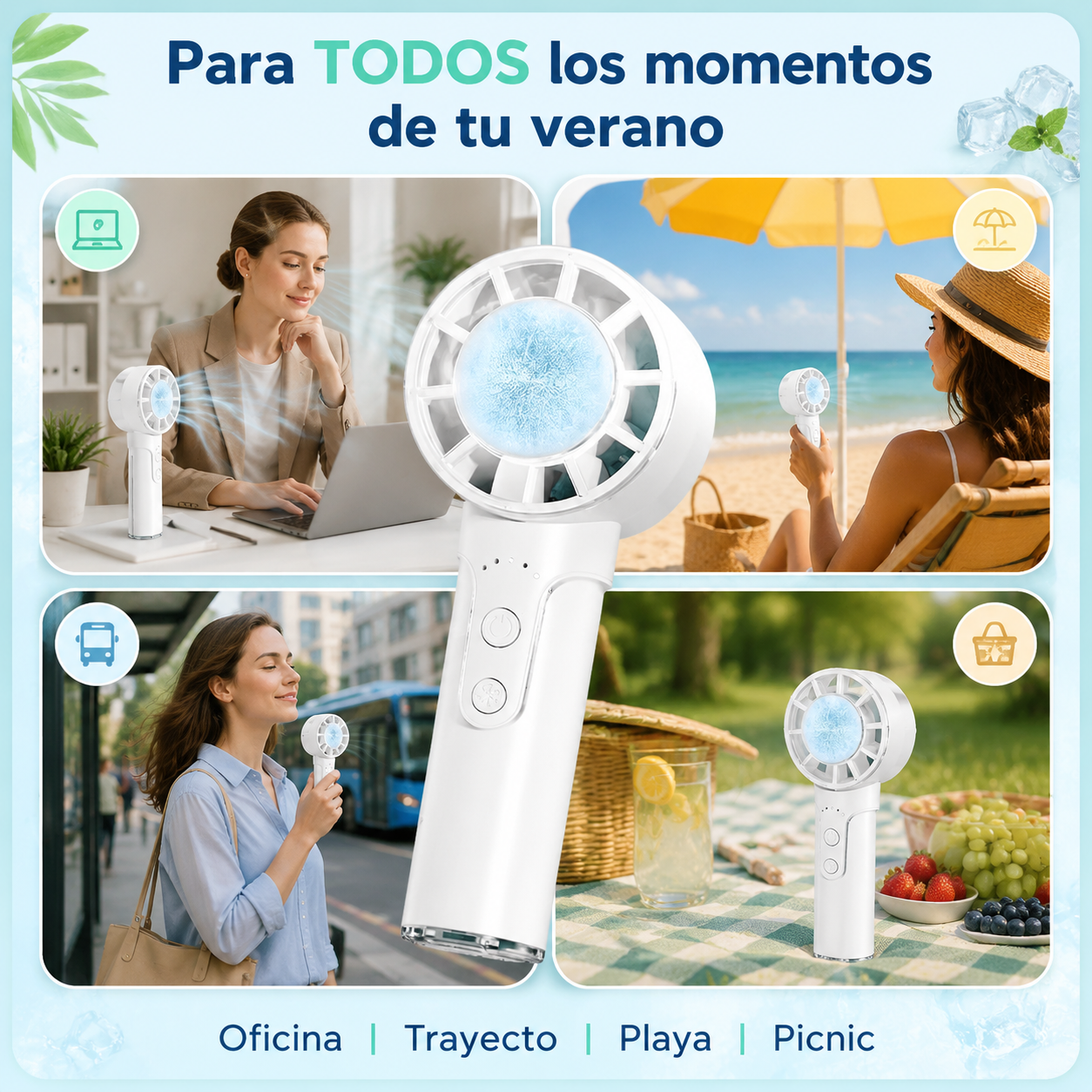 Ventilador de mano transparente con enfriamiento por semiconductores, mini ventilador portátil USB