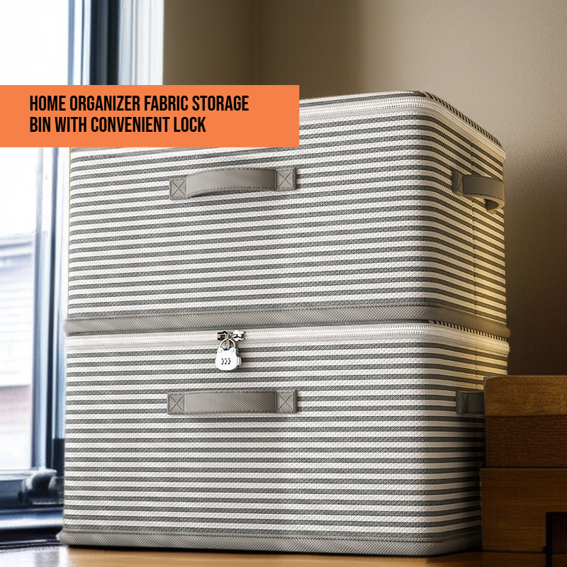 Home Organizer Fabric Storage Bin with Convenient Lock