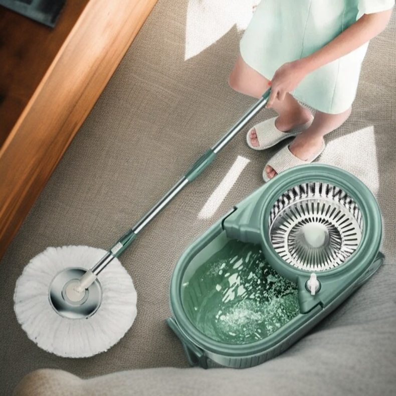 Cubo y fregona para el hogar, fregona perezosa todo en uno, separación húmedo-seco giratoria