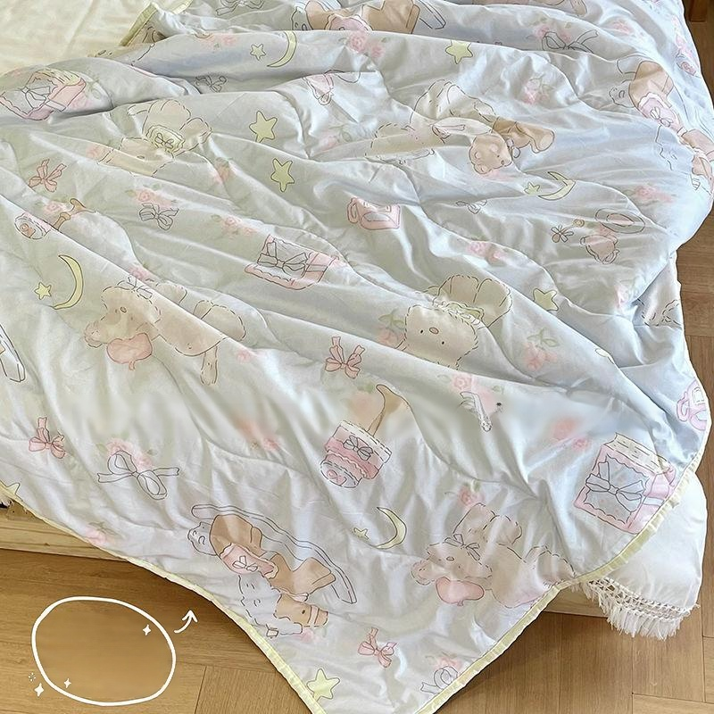 ผ้าห่มบางสำหรับนักเรียนฤดูร้อน ลายหมาน้อยน่ารักสำหรับหอพัก