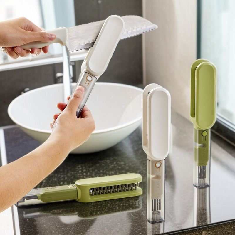 4-in-1 Küchenreinigungsbürste, geeignet für Essstäbchen, Messer, Besteck und Schleifer