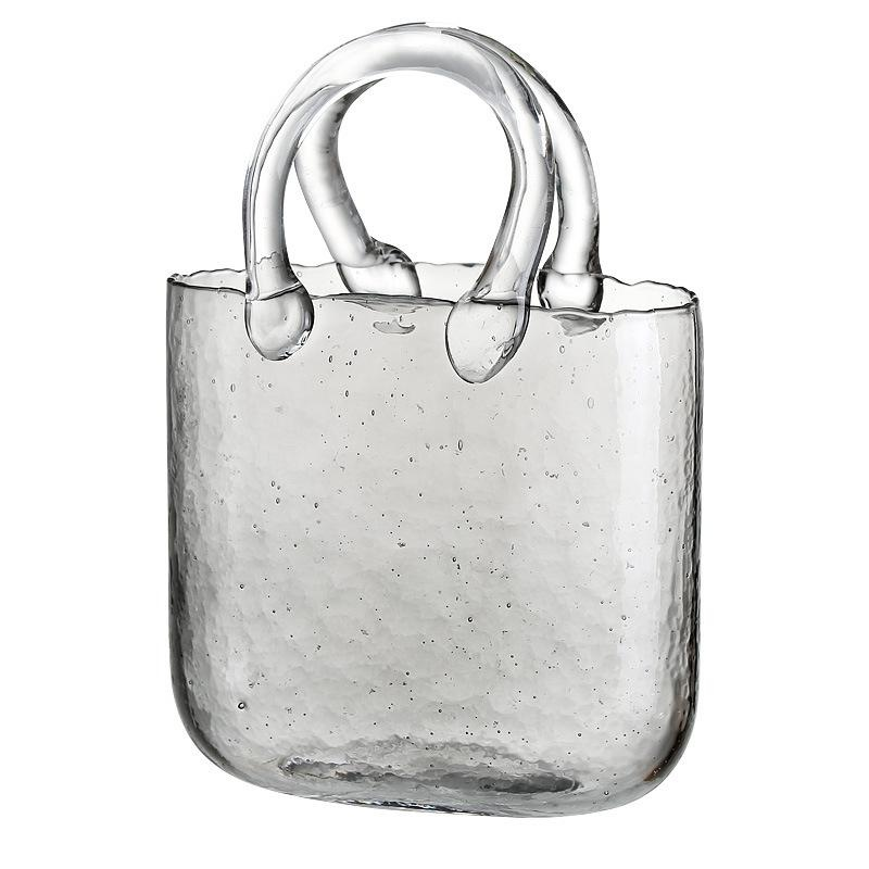 Originelle skandinavische Tasche mit Glasvase und Korb für Hydrokultur-Blumen