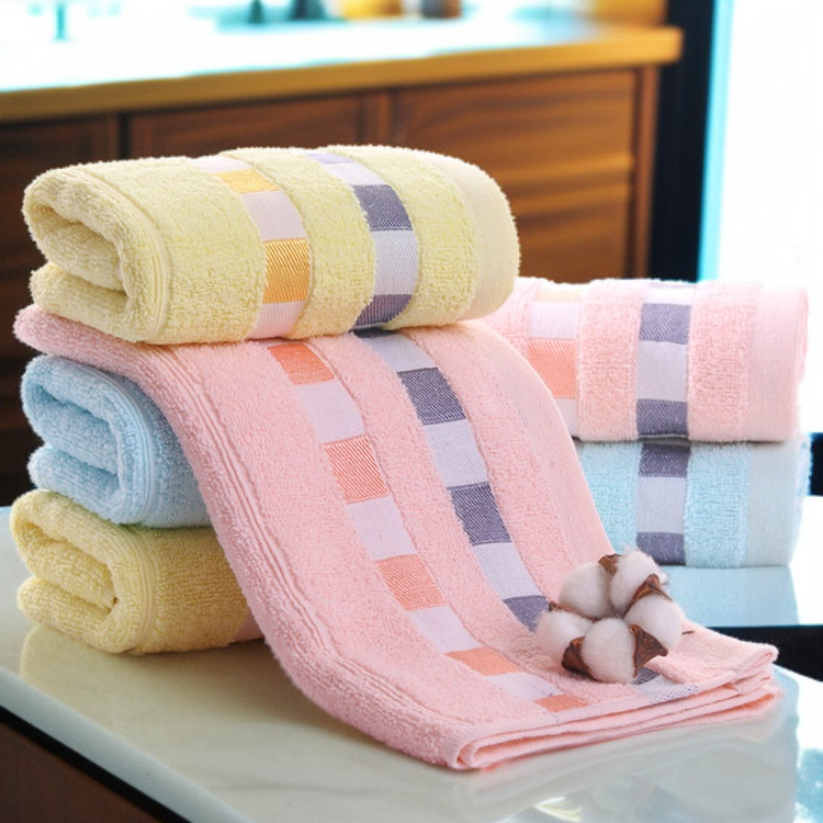  호텔 가정용 면 체크 흡수성 부드러운 성인용 세면 타월