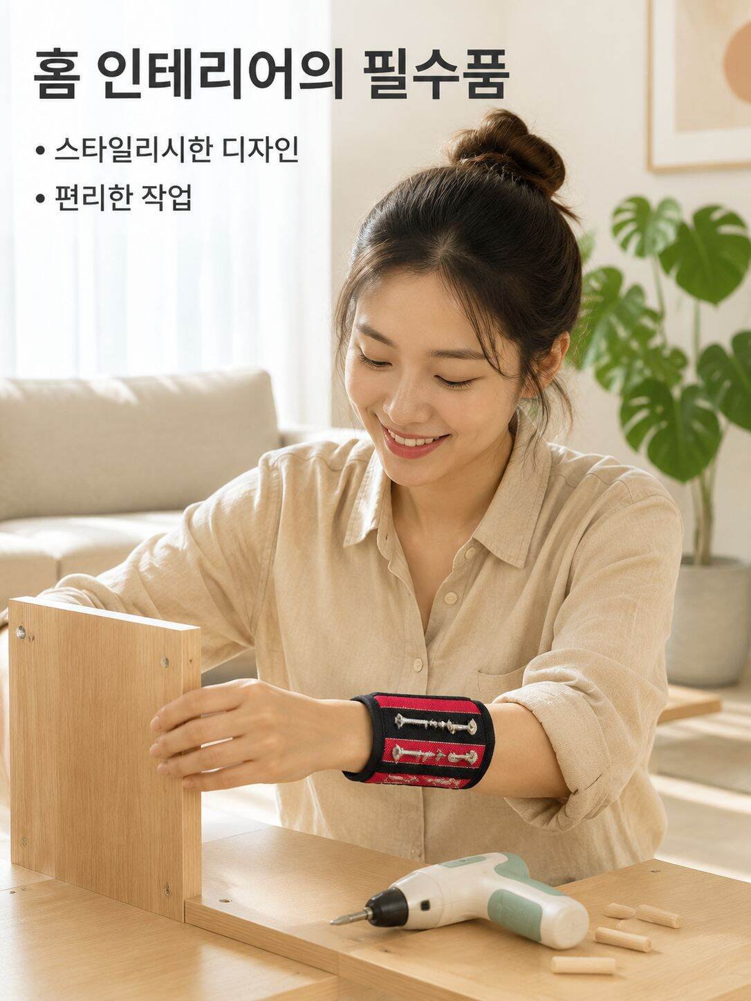 5열 강력 자석 손목 밴드 휴대용 초강력 손목 자석 밴드