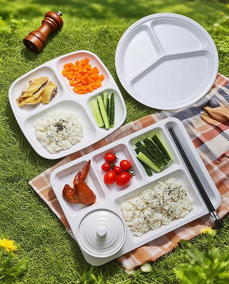 흰색 플라스틱 분격 식판 정면 사진