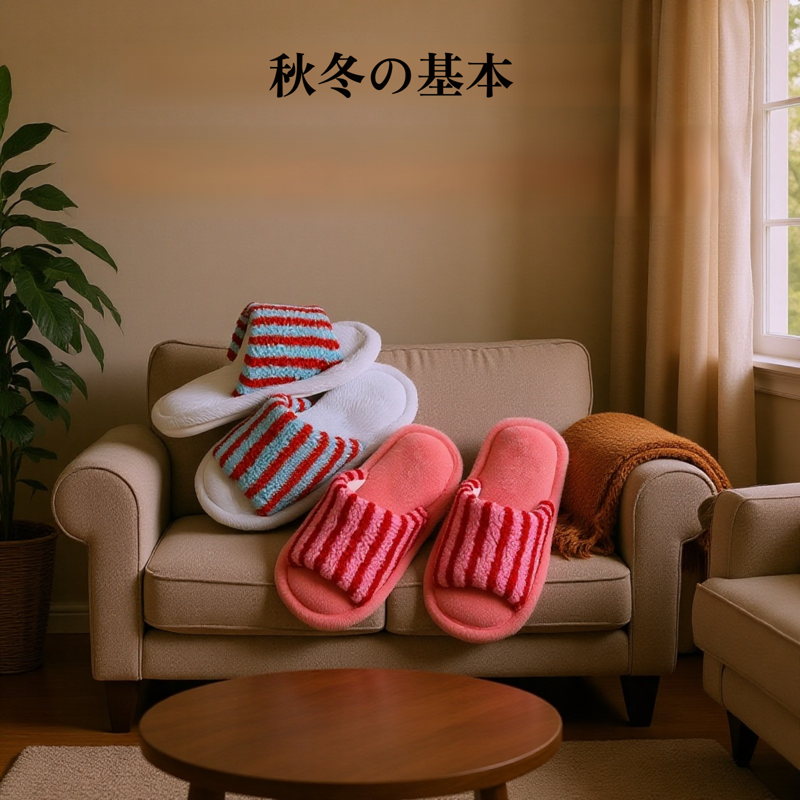 おしゃれなボーダー柄のレディーススリッパ