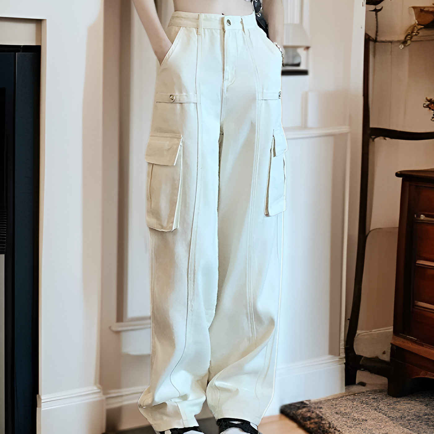 レディースハイウエストカジュアルパンツ