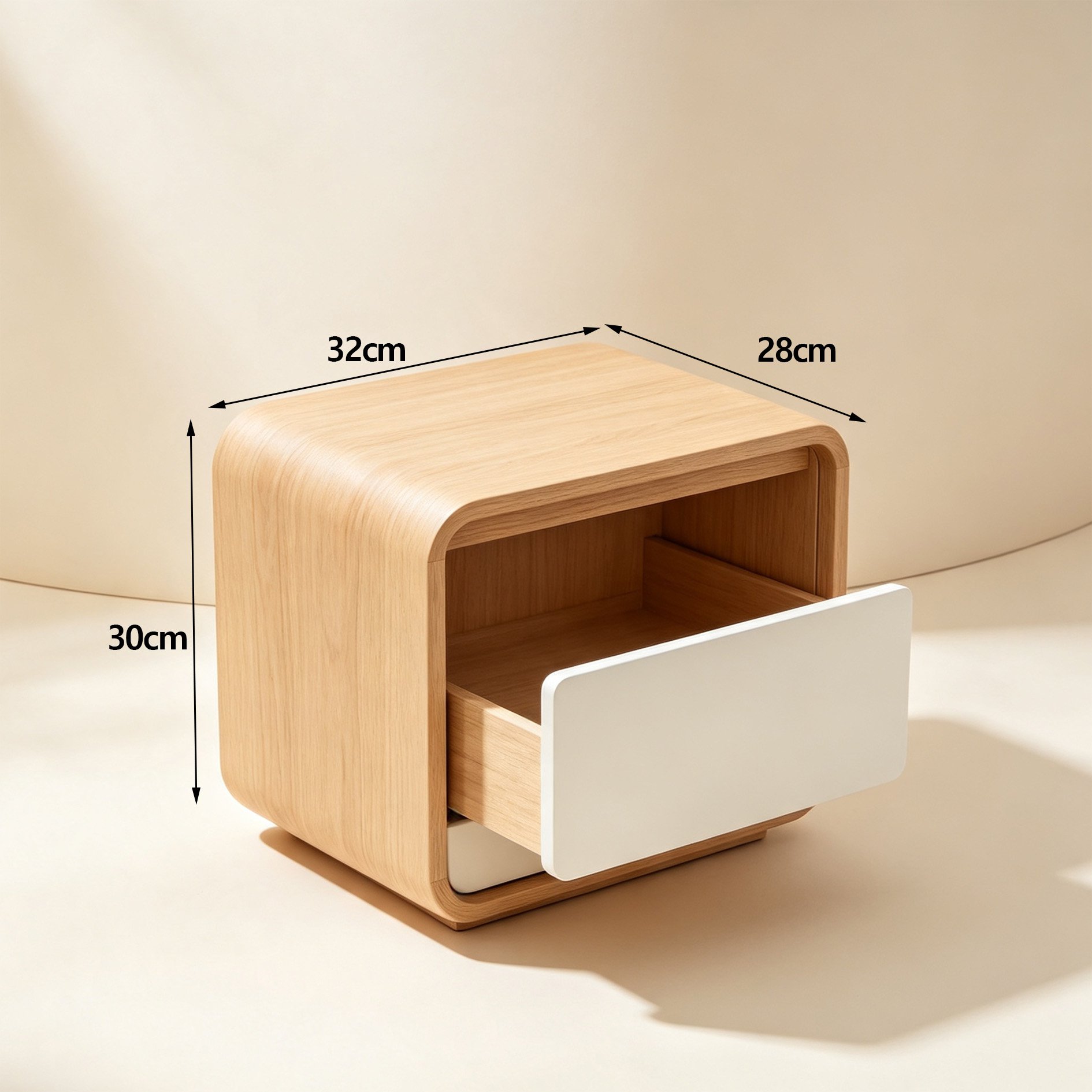 Modern bedside table with storage drawer