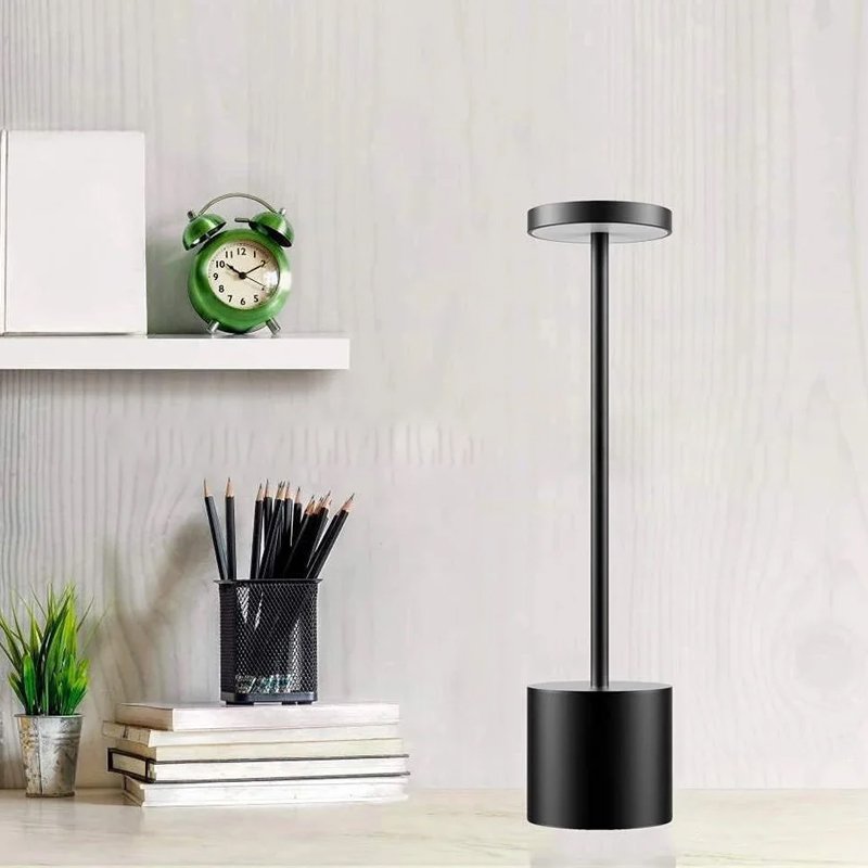 Rechargeable LED cordless desk lamp with stepless dimming