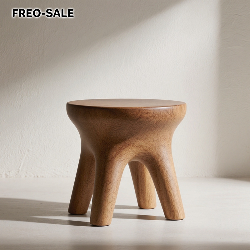 견고한 원목 원형 의자 (2개)