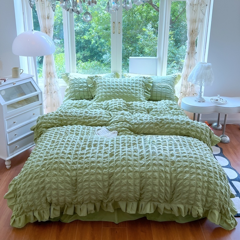 水洗棉泡泡紗提花床裙四件套