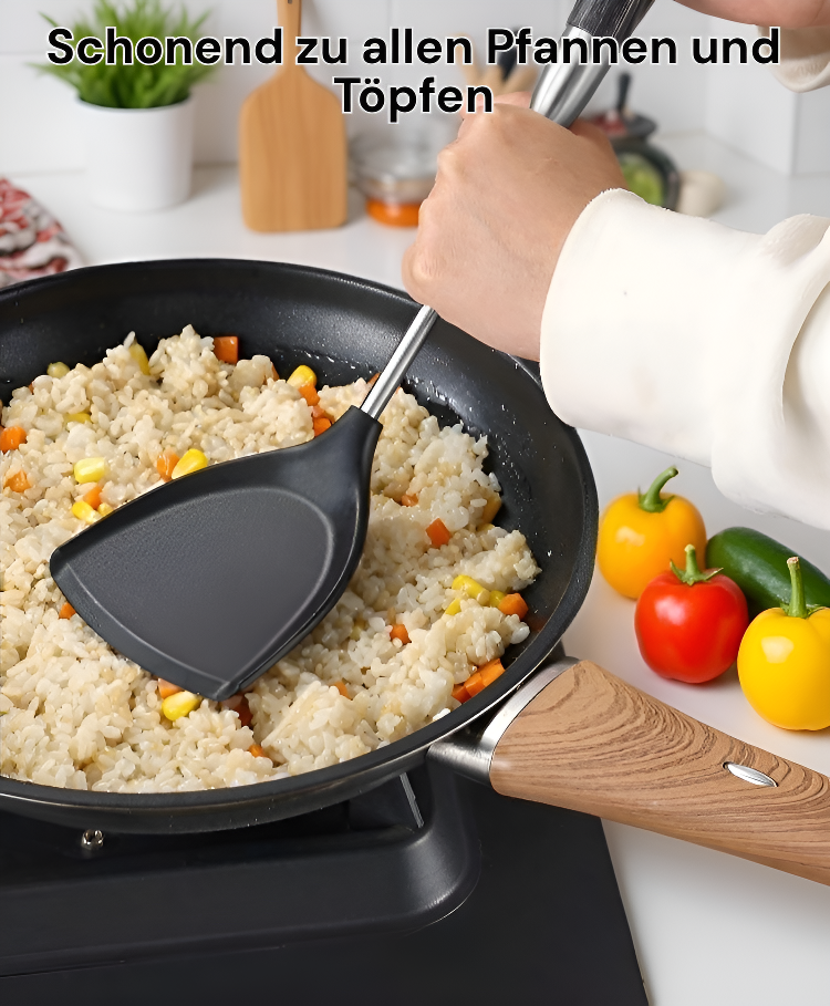 Flexibler und langlebiger Silikonspatel in moderner Küche