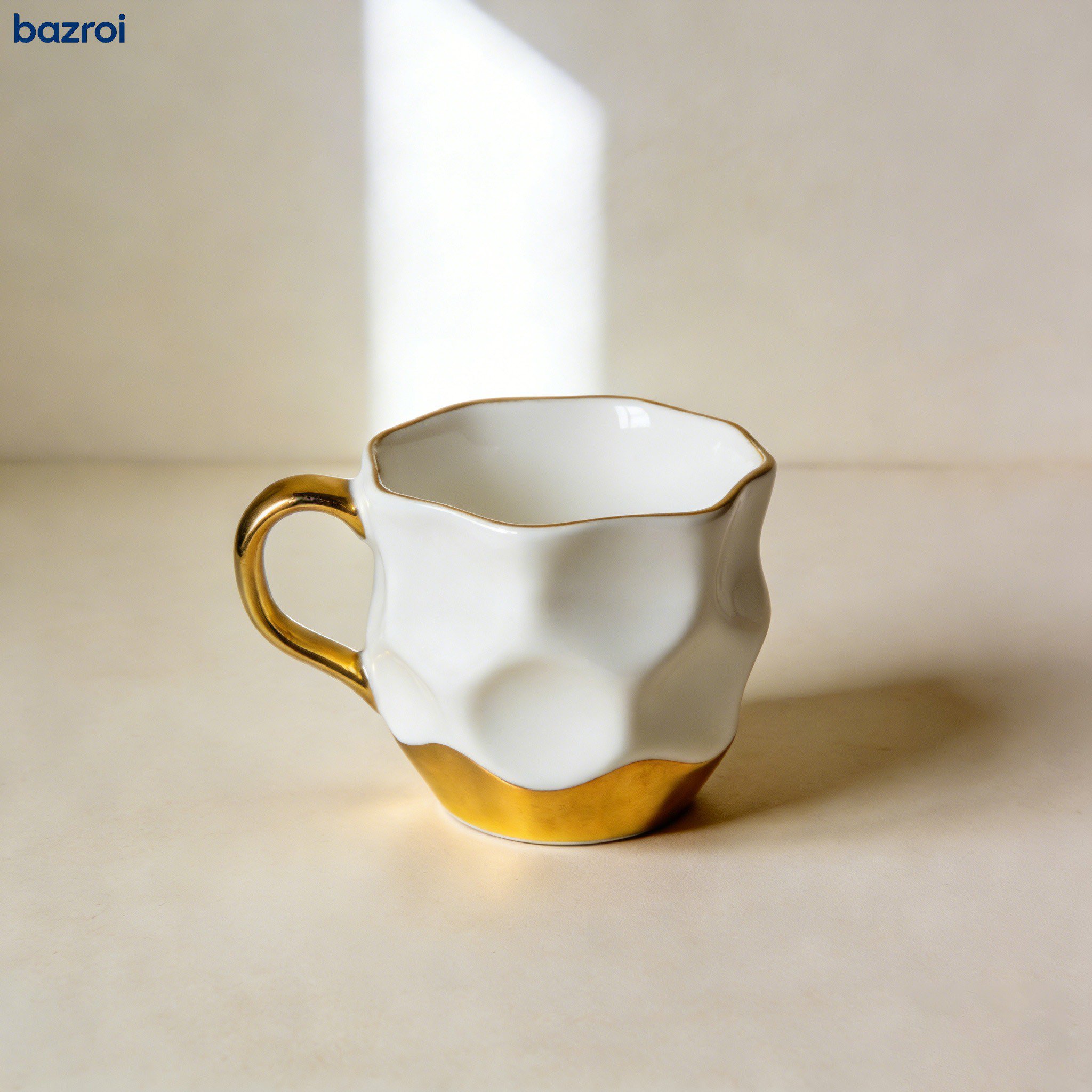 波模様の金縁マグカップ5個セット全体写真