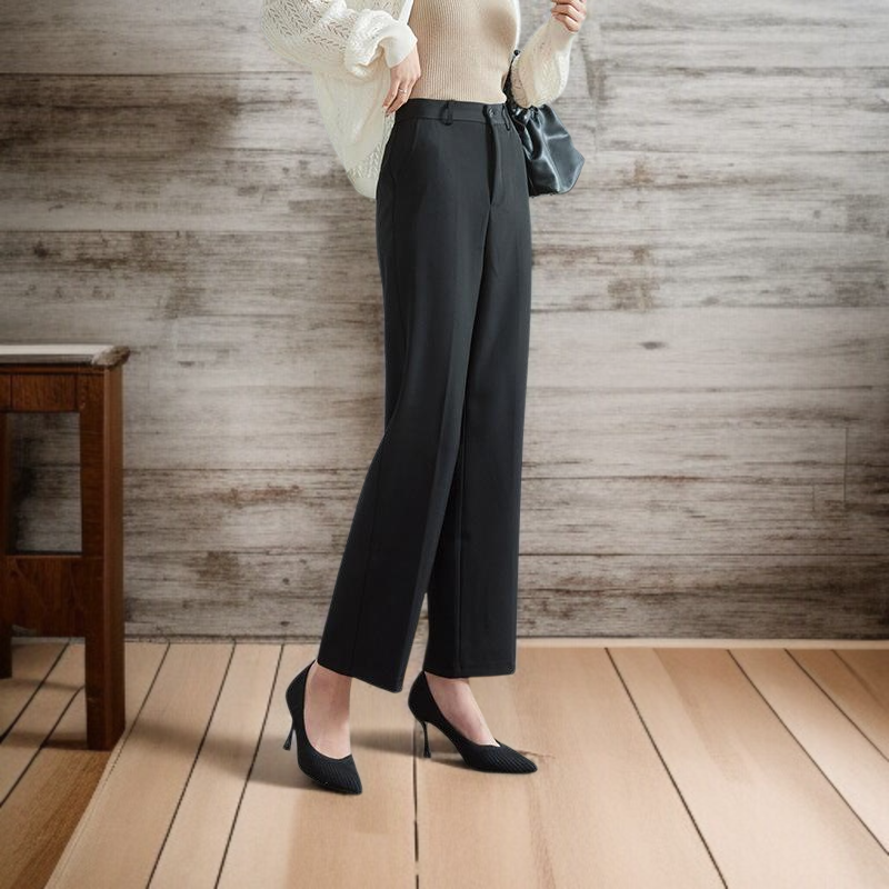 추동 여성 하이웨스트 일자 정장바지 프리미엄 드롭 정장 블랙 작업바지 패션 슬림 정장바지녀