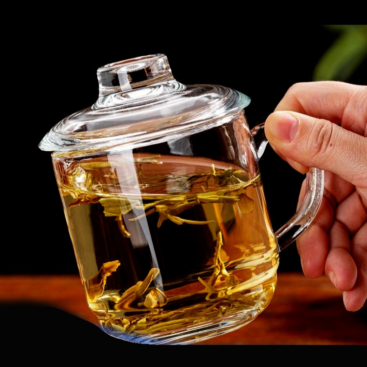 Household Anti-scald Glass Mug with Lid