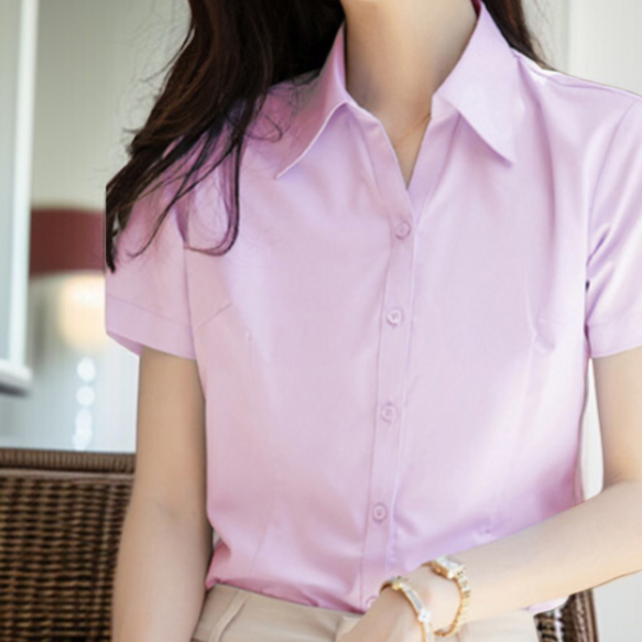 여성 작업복 대나무 긴팔 화이트 셔츠 반팔 셔츠 상의 여성 작업복 대나무 긴팔 셔츠 상의