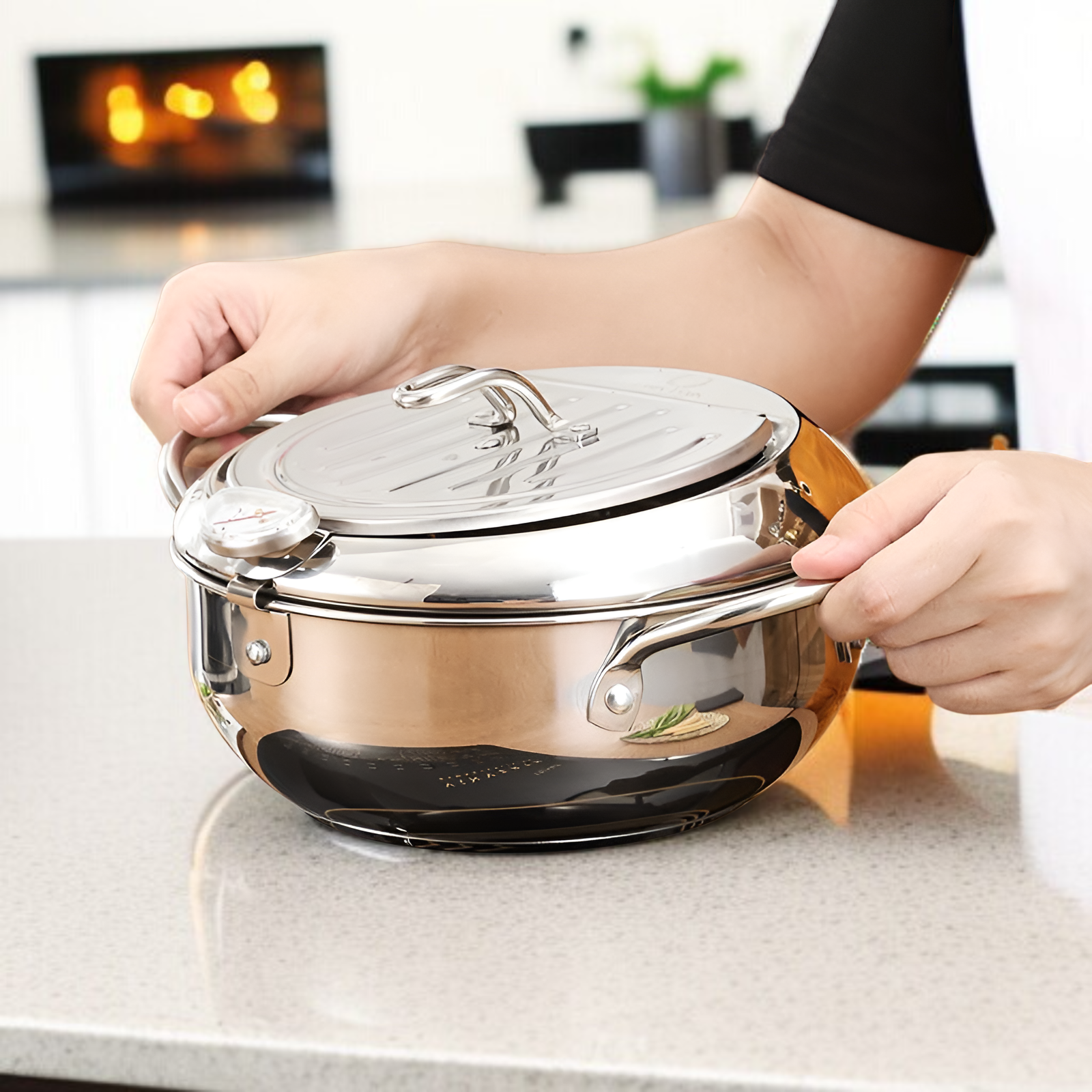 天ぷら鍋 揚げ物鍋 揚げ物 鍋 天ぷら 油鍋 揚げ鍋 フライ鍋 温度計付 油切り 蓋付