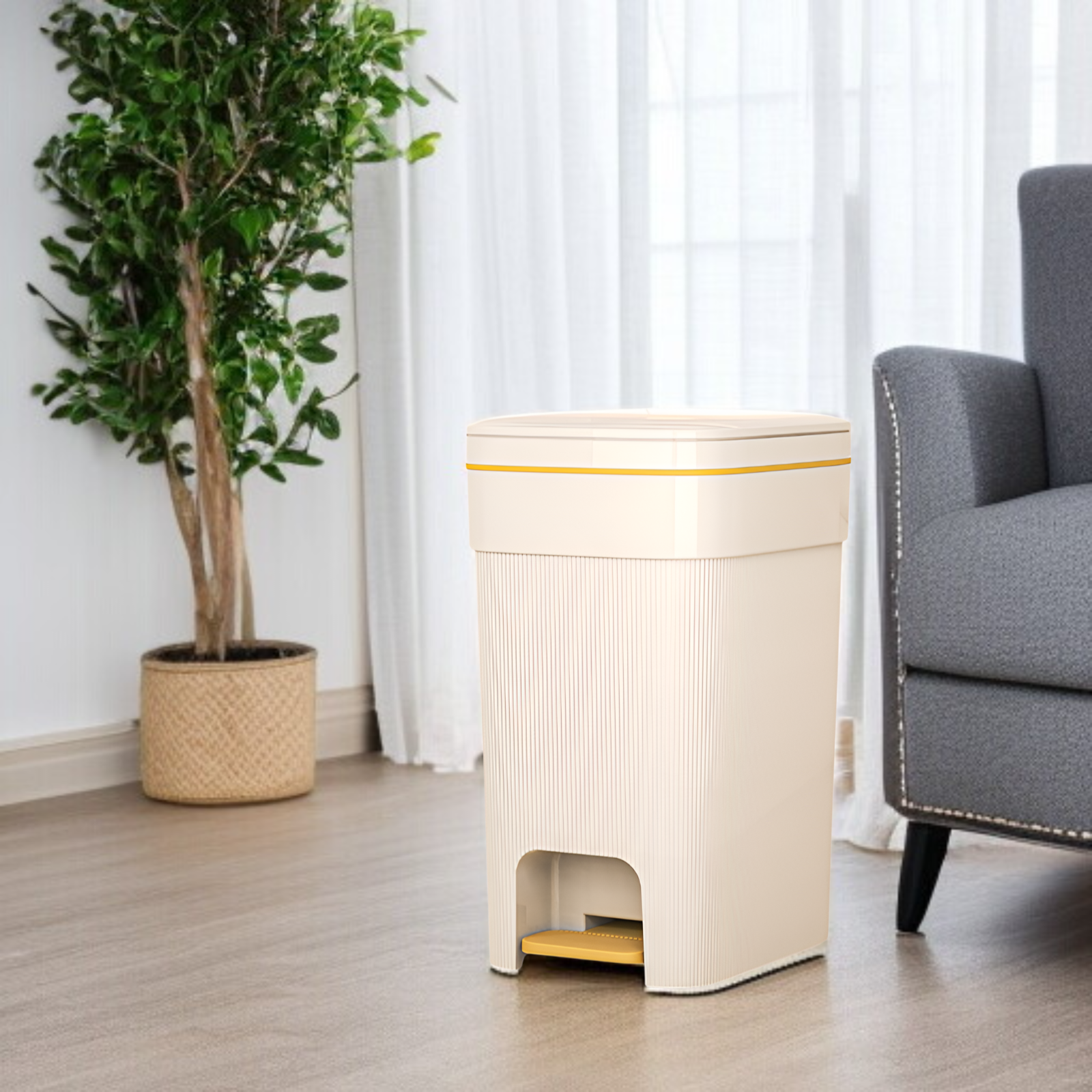 Cubo de basura grande y elegante para el hogar, multifuncional