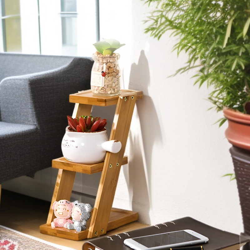 Soporte de madera multicapa para macetas interior y exterior