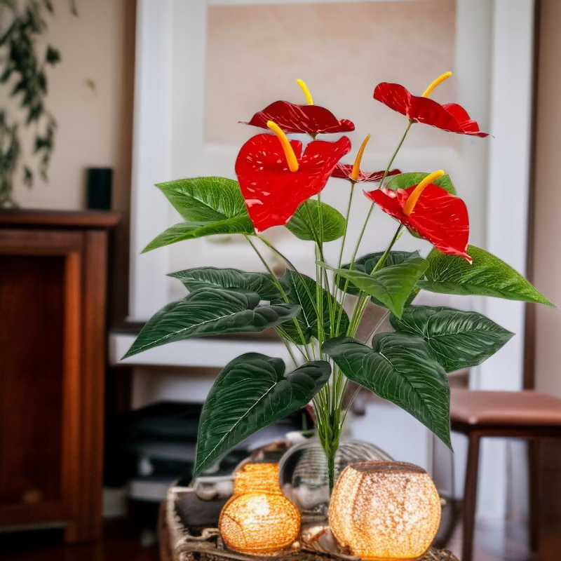 紅掌仿真花束客廳擺設效果