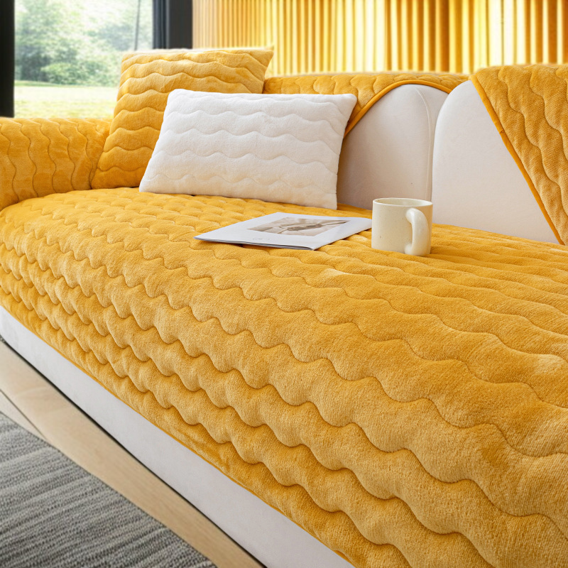 겨울 소파 커버 미끄럼 방지 두꺼운 보풀 대두 섬유 소파 커버 커버