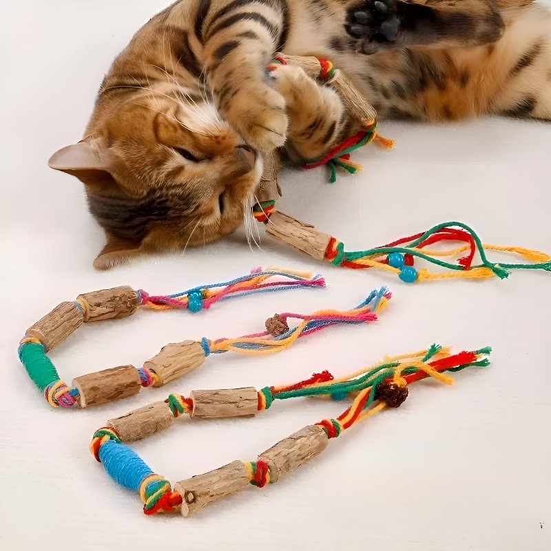 猫用インタラクティブおもちゃ シルバーバインボールロープ