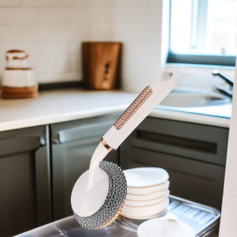 家庭用ワイヤーボールブラシ キッチンクリーニング多機能ノンスティック洗浄ポットロングハンドル鍋ブラシ