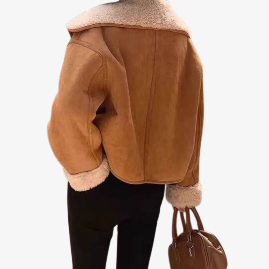 Women's Autumn Winter Short Mink Faux Suede Rider Jacket