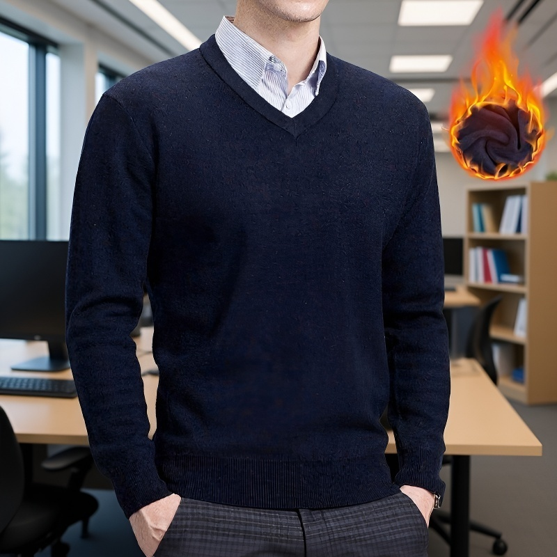 V 넥 스웨터 + 벨벳 두꺼운 무지