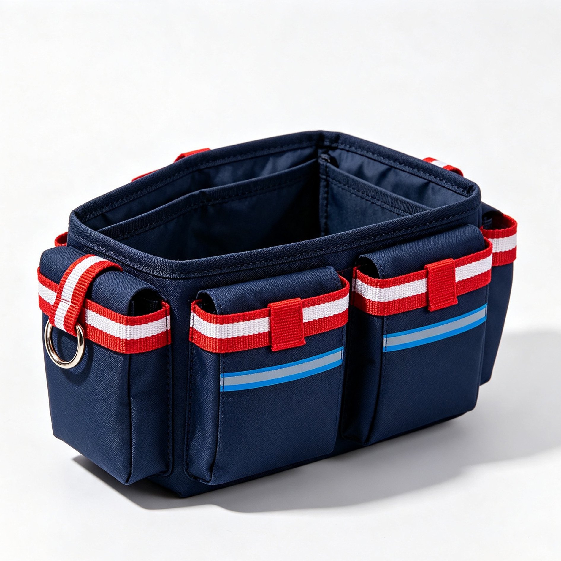 Red and white ribbon storage bag