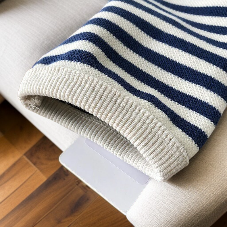 レディース季節の変わり目用おしゃれストライプ長袖トップス