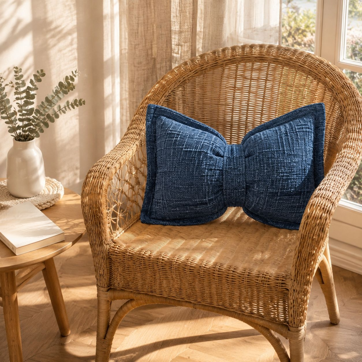 JMY-Chenille Bow Shaped Cushion