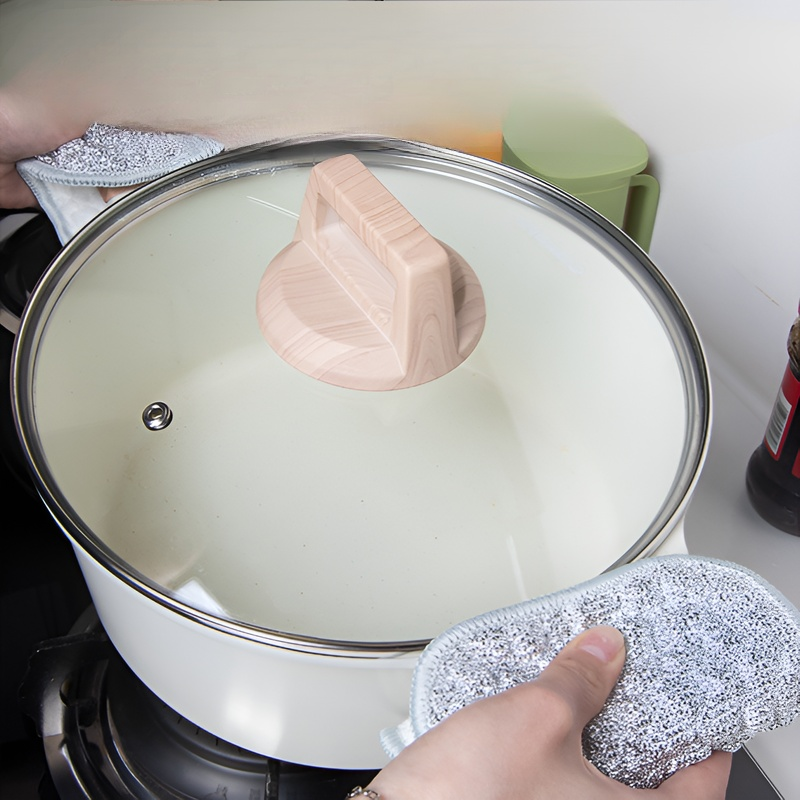 不易沾油抹布刷碗神器新款廚房專用銀絲棉紗洗碗巾雙層加厚