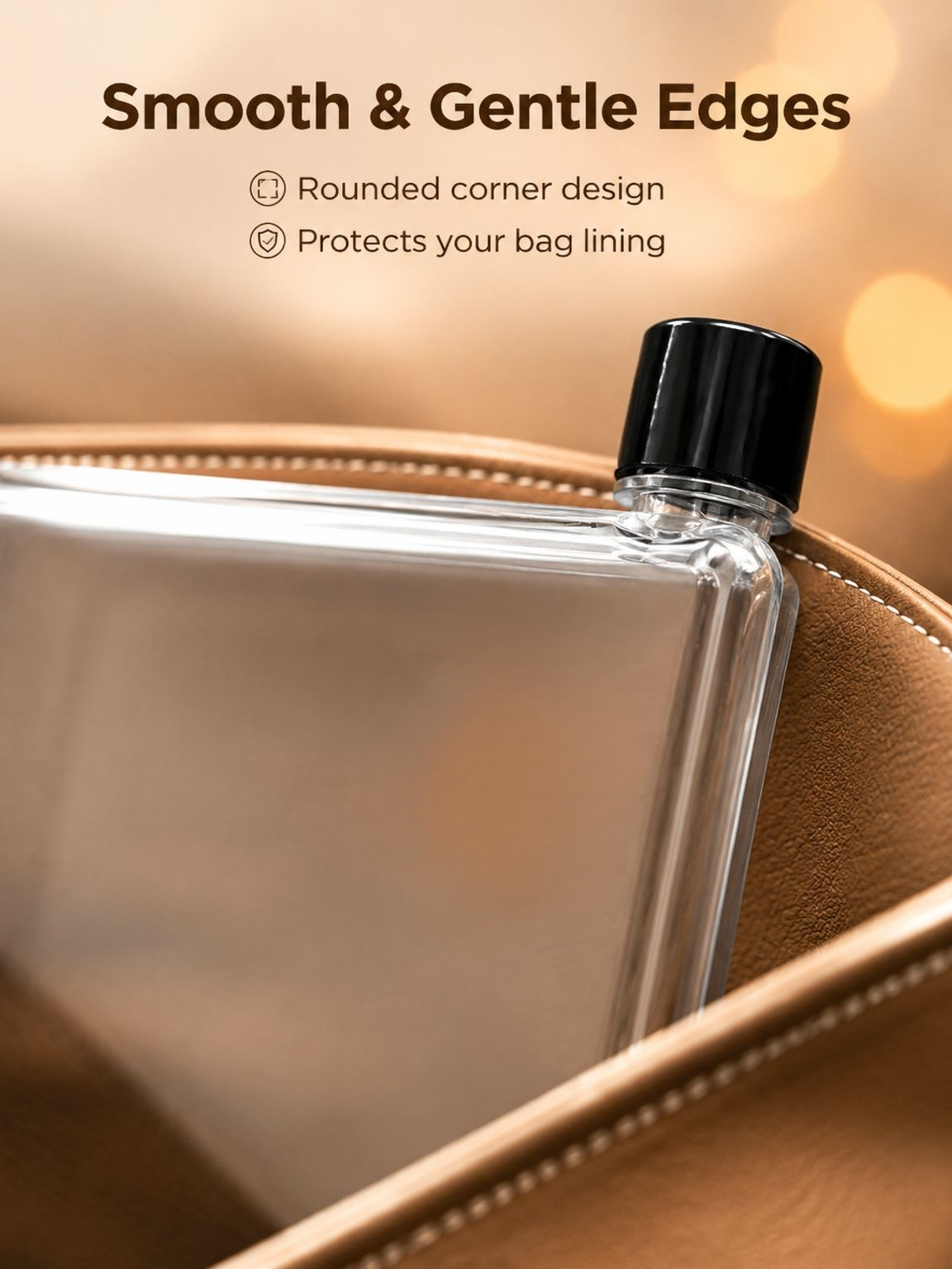 Compact A5 size water bottle fits easily into bags and backpacks
