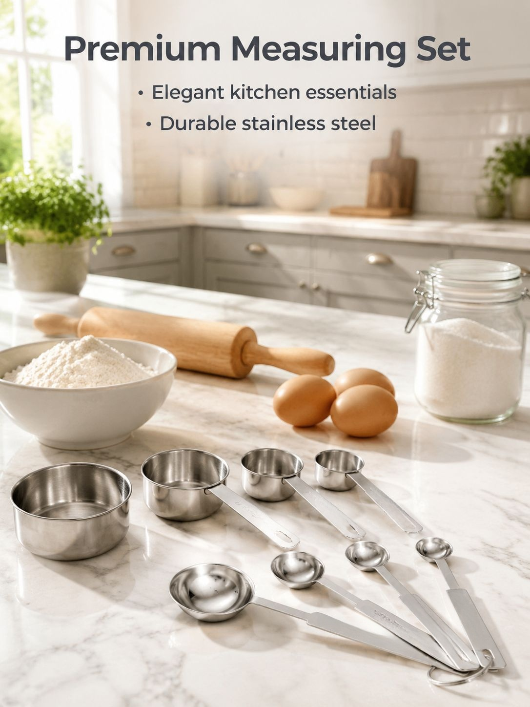 Stainless steel measuring spoons set for kitchen baking