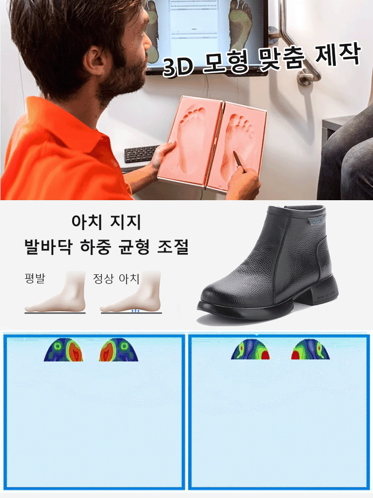 【초부드러운 소가죽!】다재다능한 정품 가죽 핸드메이드 앵클 부츠
