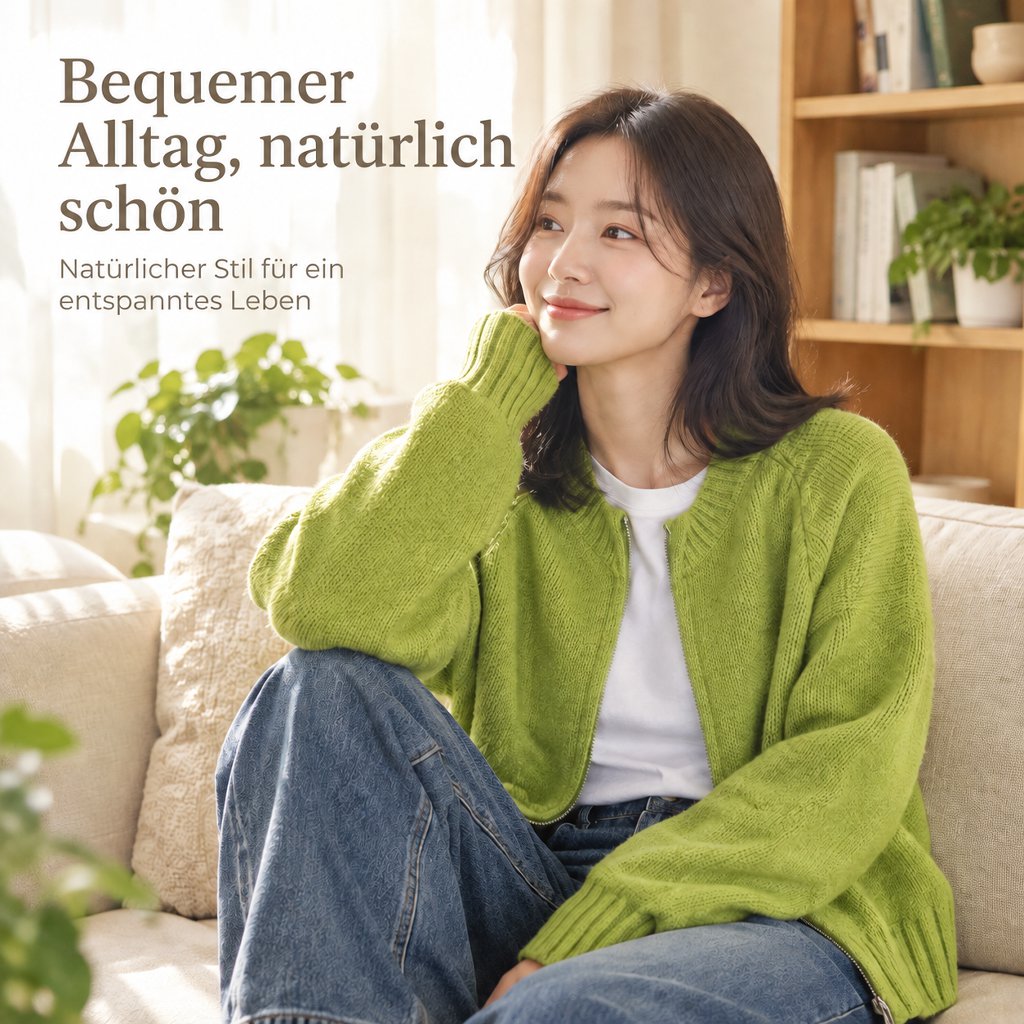 Damen Weit Geschnittener Kurzarm Strick-Cardigan