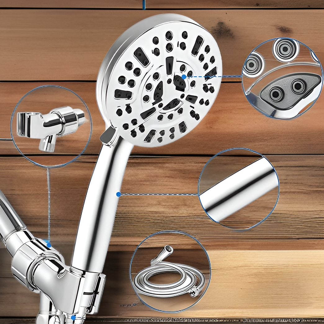 Pistolet natryskowy dwustrumieniowy z siedmiostopniowym wylotem wody i dyszą natryskową ciśnieniową