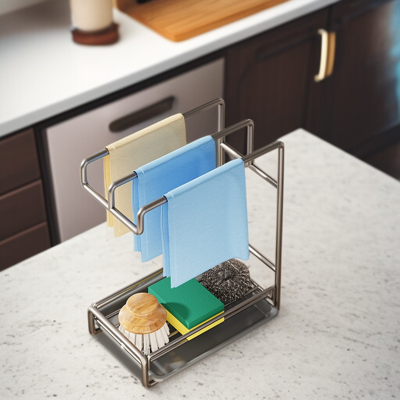  Estante de fregadero de acero inoxidable con repisa de almacenamiento