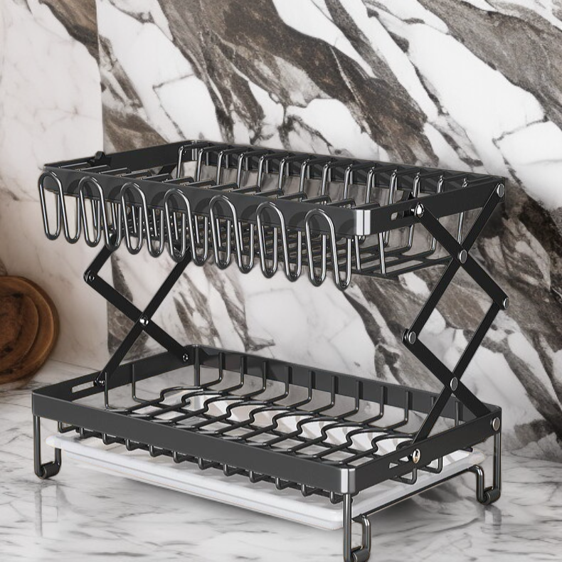キッチン折りたたみ可能皿箸収納棚