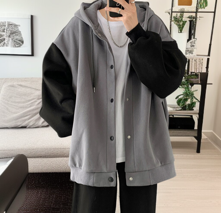 厚手ベルベットフード付きスウェットシャツ男性用