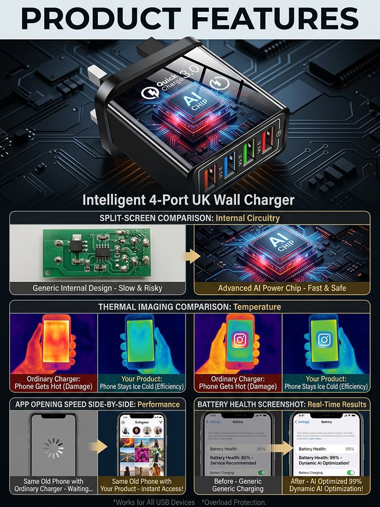 Triple Your Phone Lifespan. Smart 4-Port Charger. Pro Power Tech. 50% Off Today.