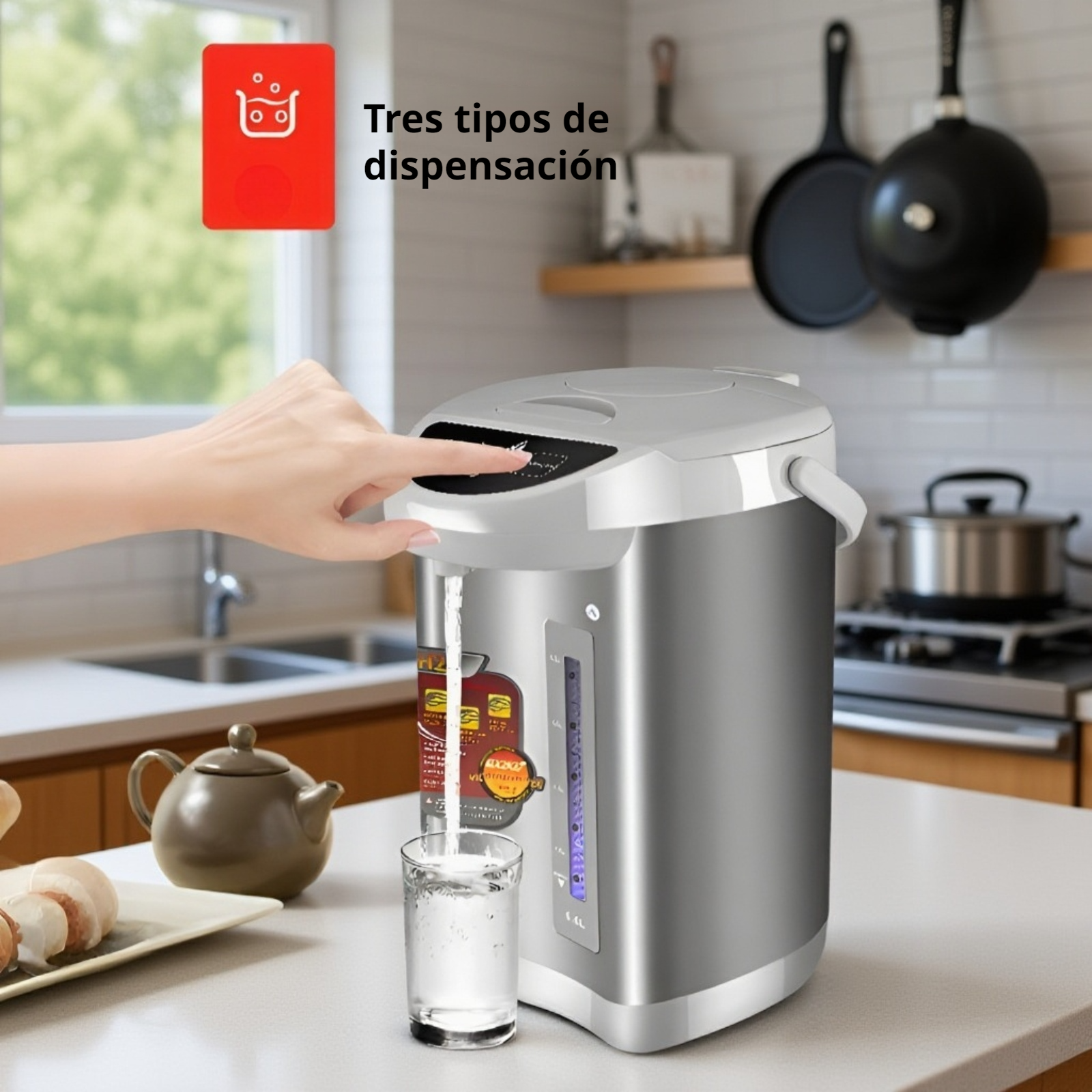 Hervidor eléctrico de acero inoxidable para el hogar con mantenimiento automático de temperatura