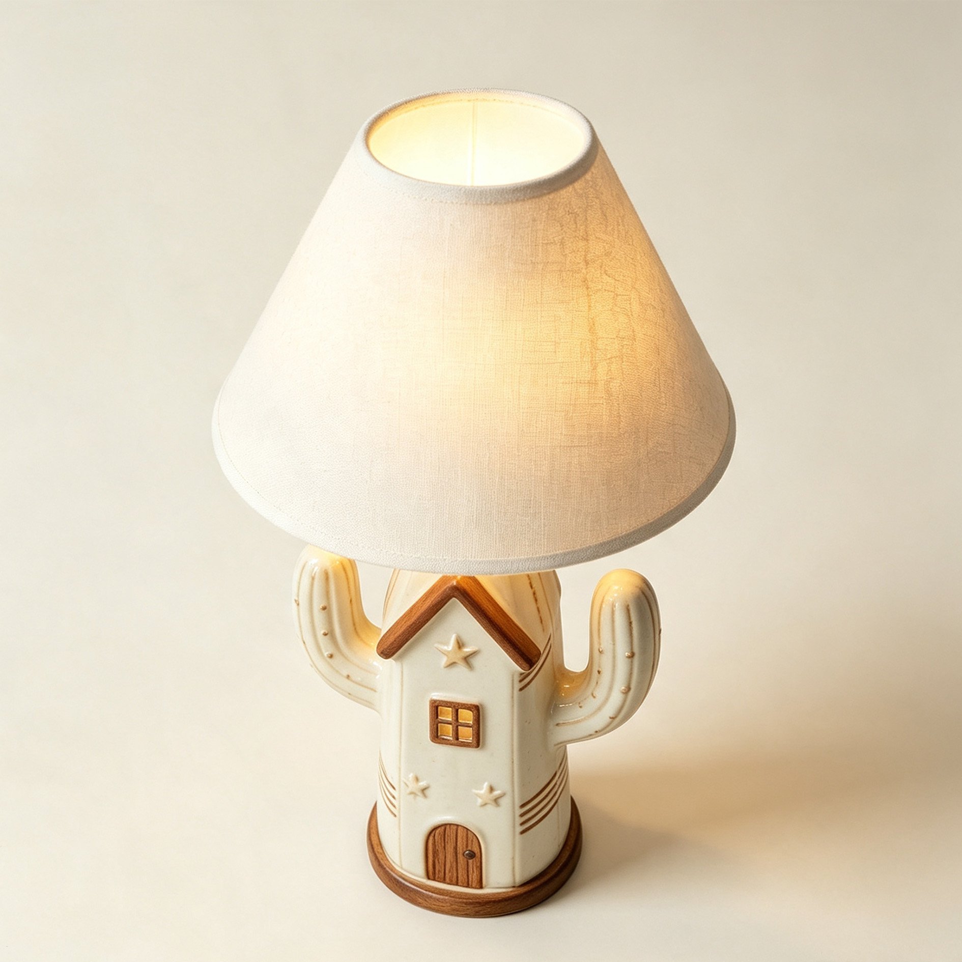 Cactus House Table Lamp on modern nightstand