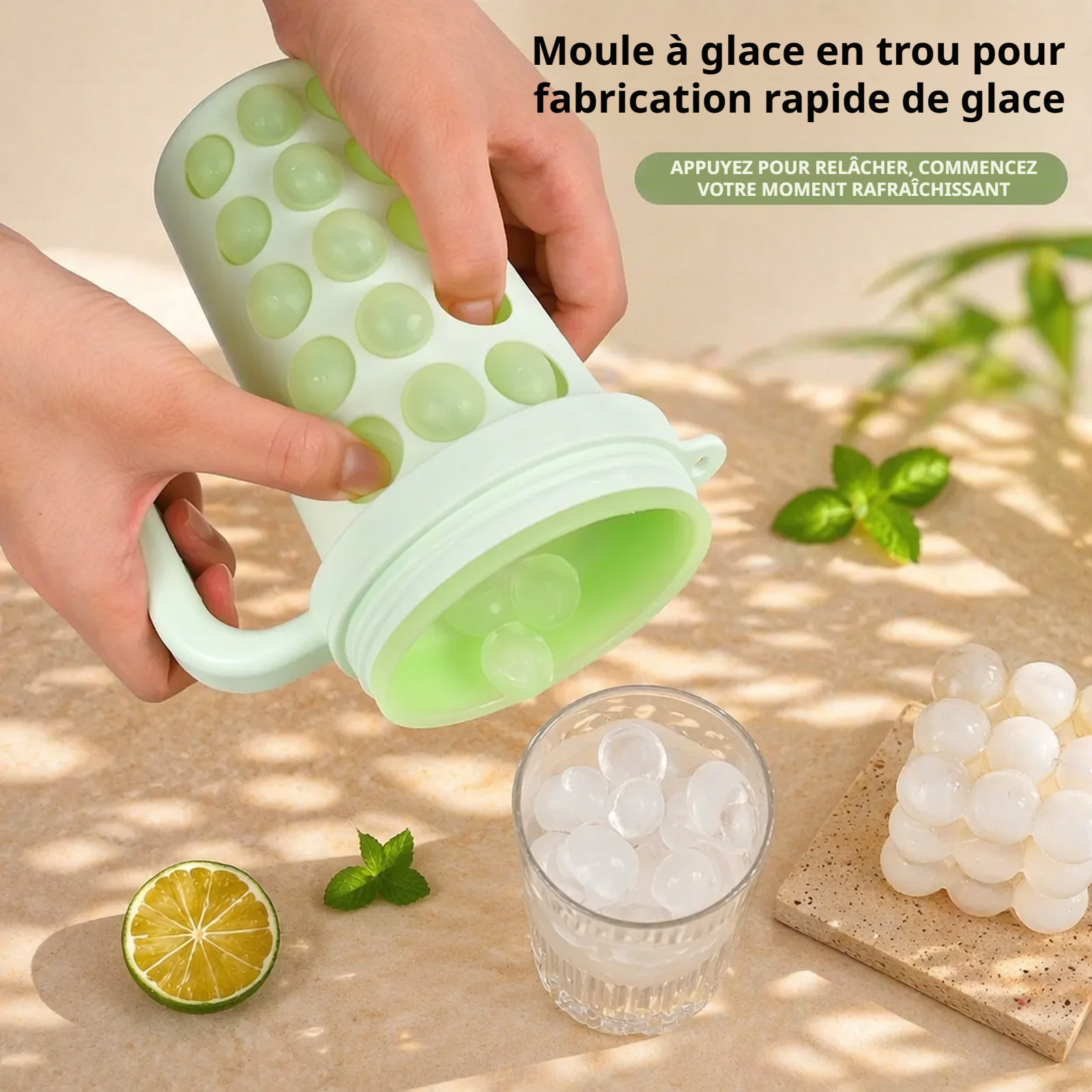 Carafe à glaçons en silicone alimentaire avec couvercle