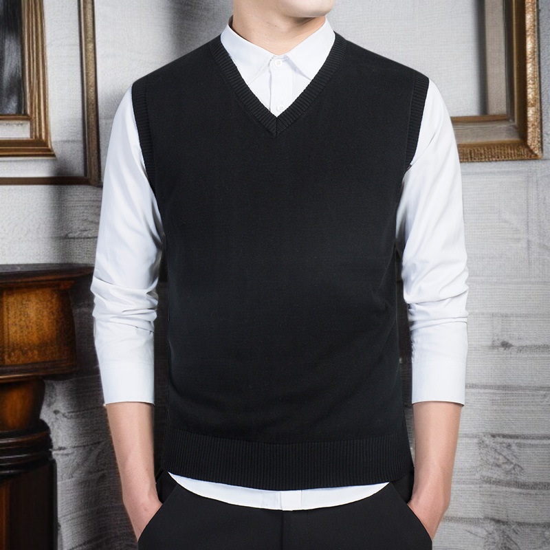 秋と冬のプルオーバーメンズウールセーターカジュアルメンズスリムジャンパーメンズ新しいVノースリーブ男性