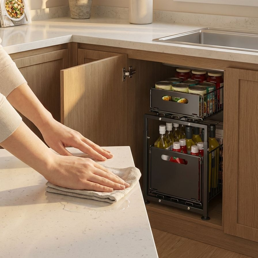 욕실 및 사무실에도 활용 가능한 인출식 선반