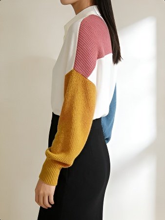 Hemd mit farblich abgesetzten Strickärmeln und Patchwork-Details