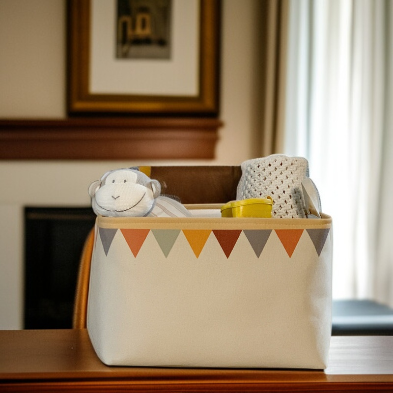 Boîte de rangement en toile avec ceinture en tissu pour jouets