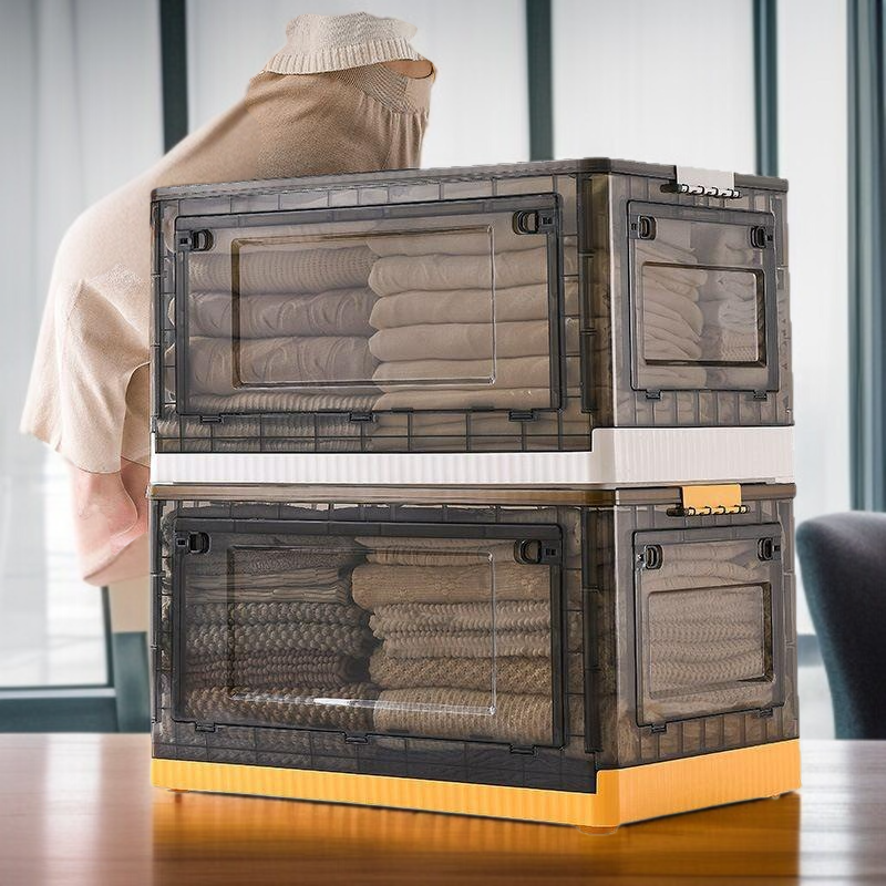 Folding storage box oversized side door student book storage box toy sundries clothes storage box